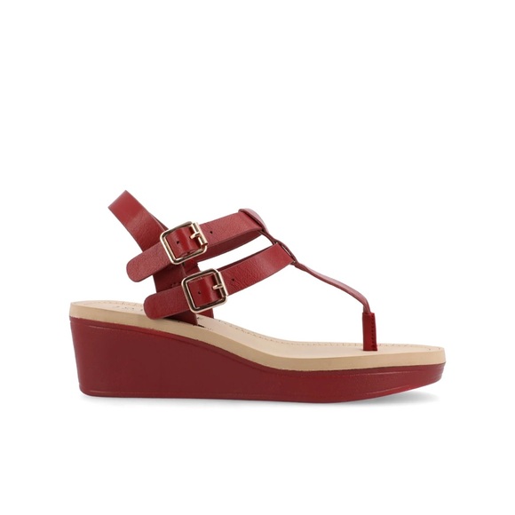 Journee Collection Shoes - Journee collection Bianca Women's Red Wedge Sandals size 7M